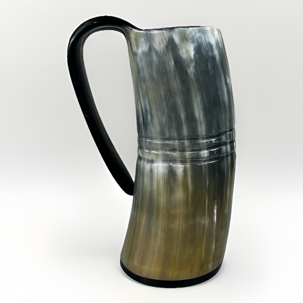 Authentic Viking Drinking Bull Horn Mug Ox Horn Tankard- 6” w/ Handle